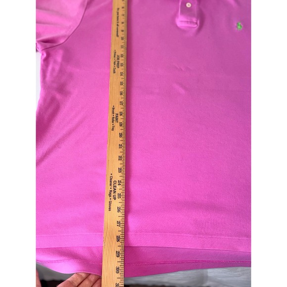 Polo Ralph Lauren Mens XL Pink Short Sleeve Cotton Polo Shirt Green Pony Logo - Picture 9 of 11